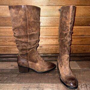 Born Distressed Brown Heeled Boots